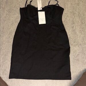 Zara Black Bustier Bodycon Mini Dress